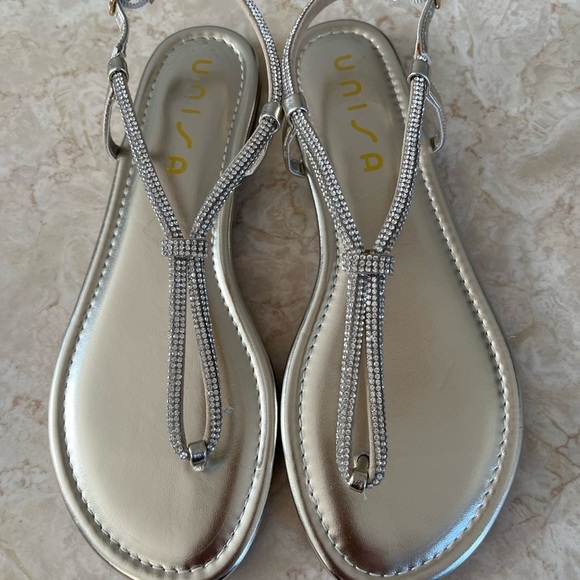 Unisa Silver Rhinestone Sandals - Picture 1 of 10